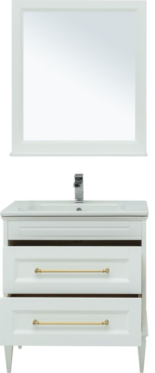 Мебель для ванной Aquanet Бостон М 80 белый (ручки золото, раковина Эйфория) 00281191