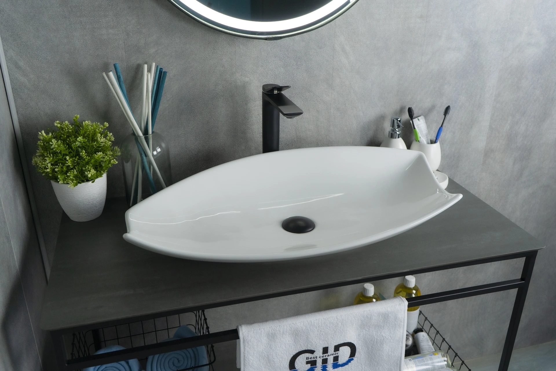 Раковина Gid N9178 51171 накладная белая 74x38x13