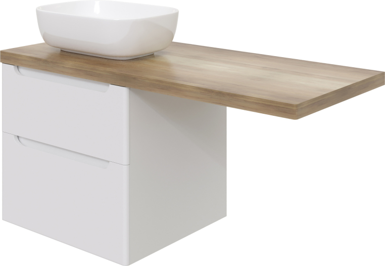Мебель для ванной Stworki Берген 60 белая со светлой столешницей 122, раковина Moduo 50 Square, R