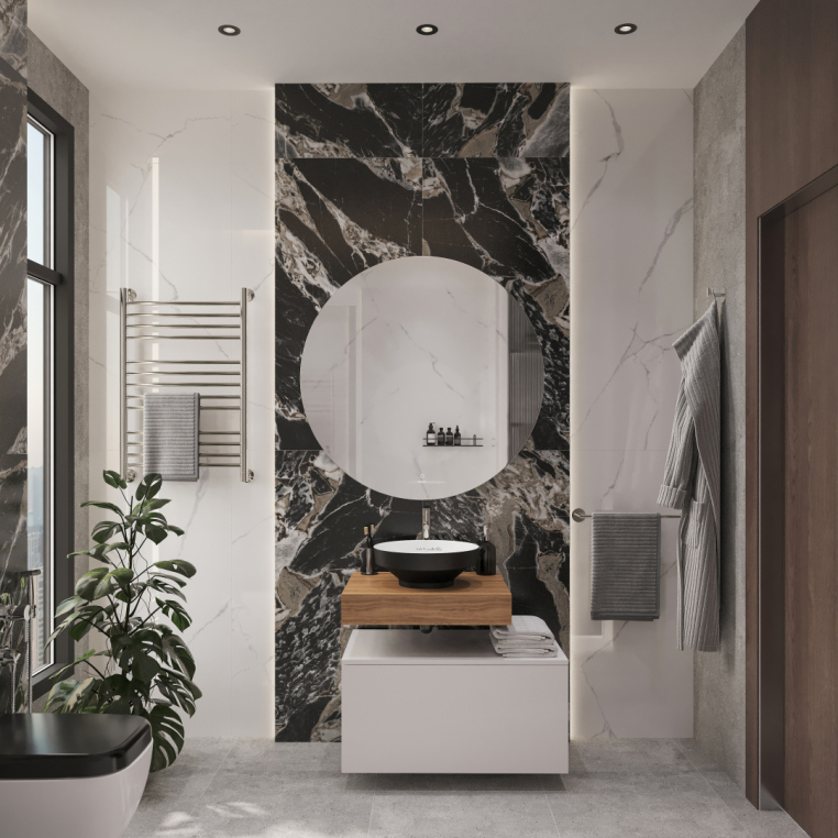 Мебель для ванной Stworki Ольборг 60 столешница дуб французский, без отверстий, с тумбой 80, с раковиной Vitra Water jewels