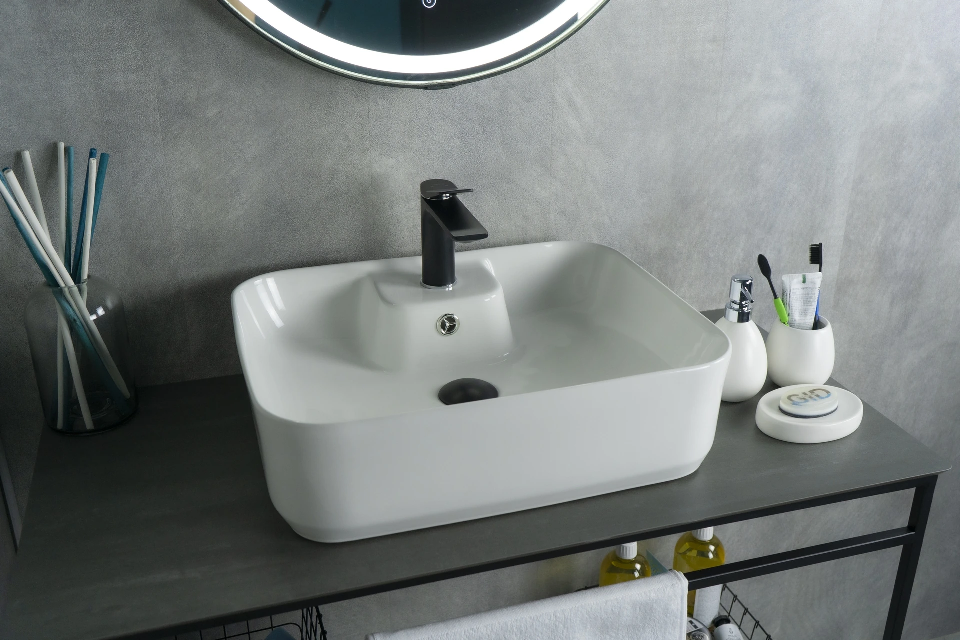 Раковина Gid N9445 51155 накладная белая 52x41.5x15