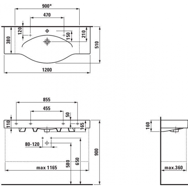 Раковина Laufen Palace 120x51 8.1170.4.000.104.R