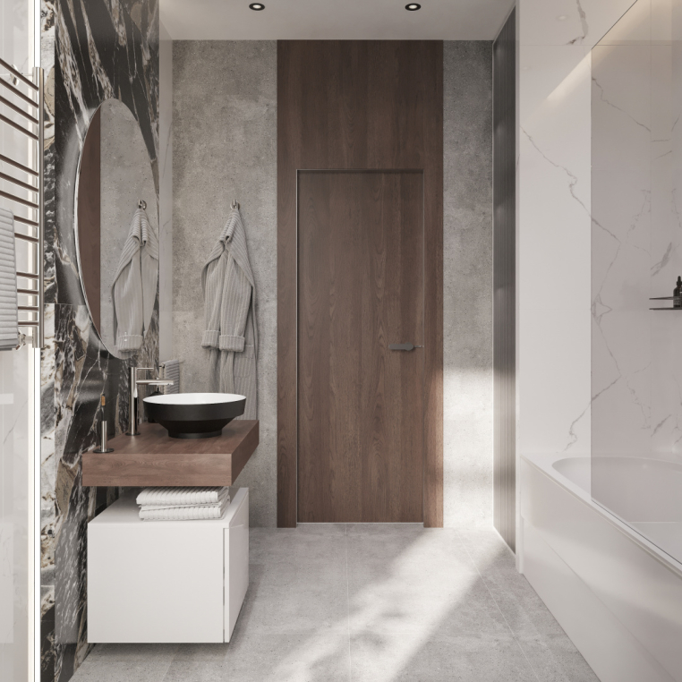 Мебель для ванной Stworki Ольборг 80 столешница дуб карпентер, без отверстий, с тумбой 50, с раковиной Vitra Water jewels