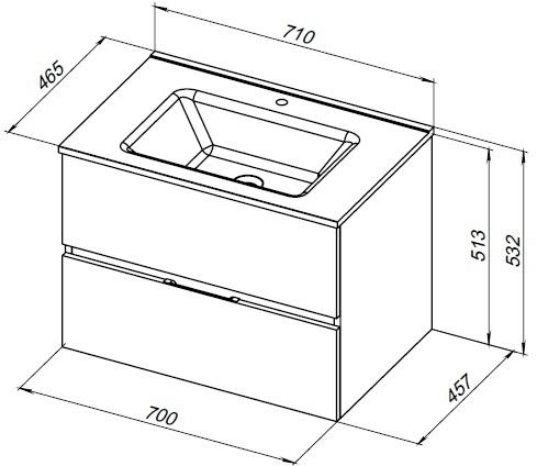 Тумба под раковину Aquanet Алвита New 70 2 ящика, антрацит 00303908