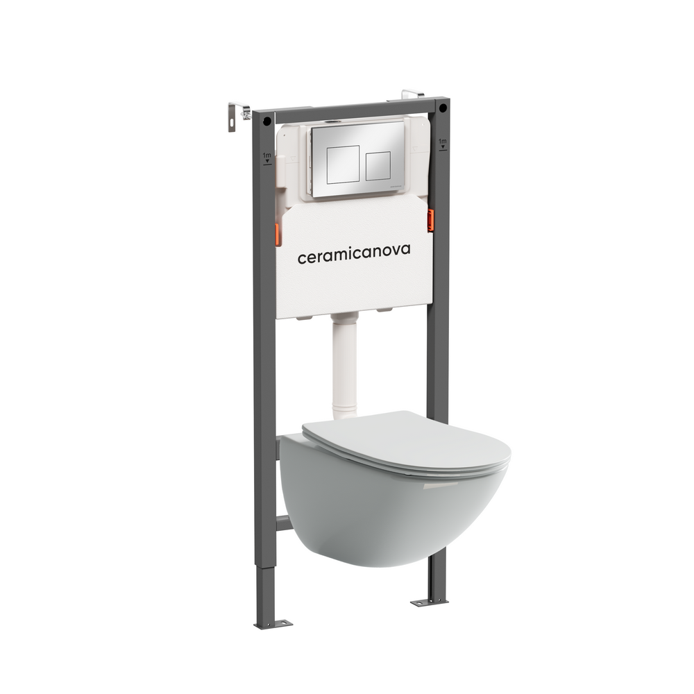 Комплект Подвесной унитаз MONO Rimless + Система инсталляции Balance кнопка Square, хром глянцевый