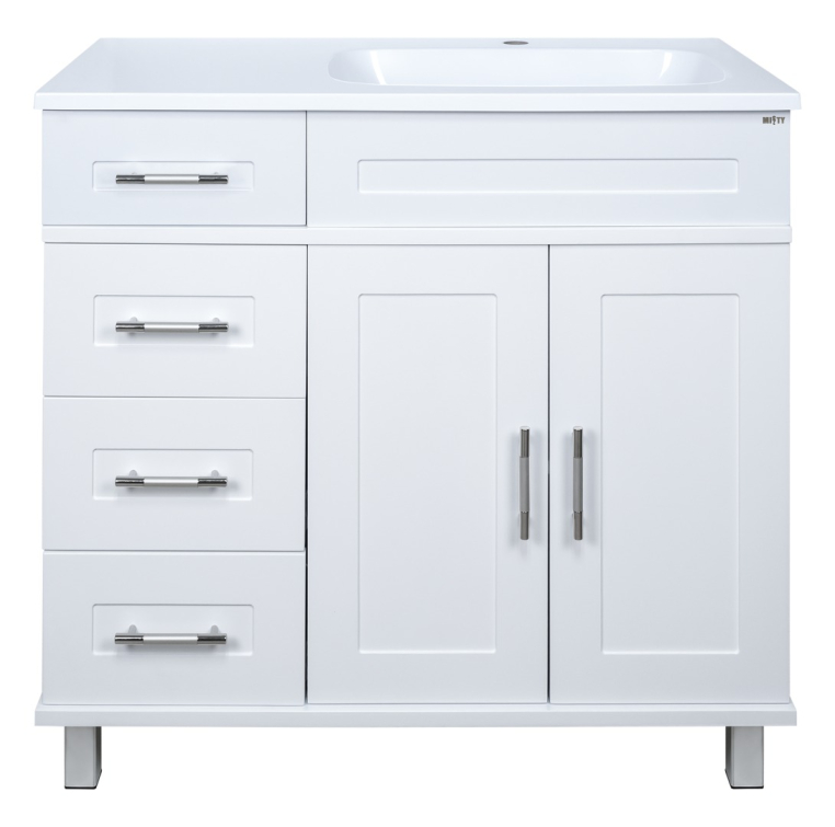 Тумба под раковину Misty Купер-90 П-Куп01090-0124ЯП с 4 ящиками, правая