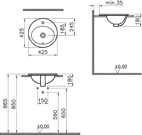Раковина VitrA S20 43x43 5466B003-0001