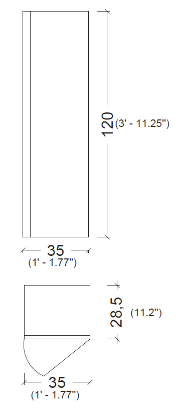 Пенал Vallessi 120*35*28,5cm Кашемир глянец