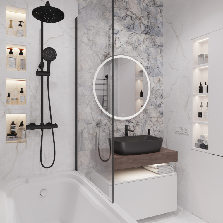 Мебель для ванной Stworki Ольборг 80 столешница дуб карпентер, без отверстий, с тумбой 80, с раковиной Vitra Shift черной