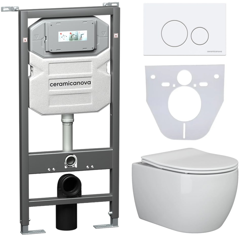 Инсталляция с унитазом и с кнопкой смыва Ceramica Nova CN3001_1001W_1000