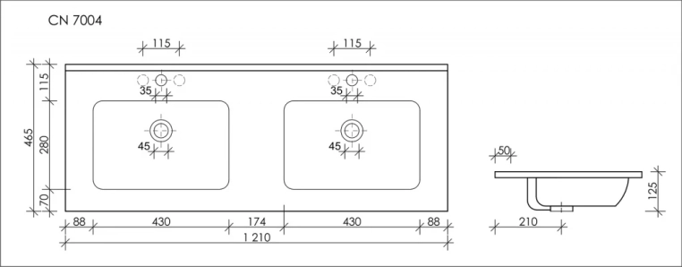 Раковина встраиваемая 121х46,5 Ceramica Nova Element CN7004