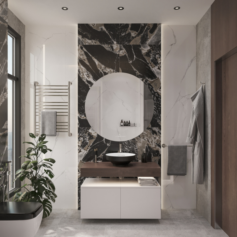 Мебель для ванной Stworki Ольборг 100 столешница дуб карпентер, без отверстий, 2 тумбы 50, с раковиной Vitra Water jewels