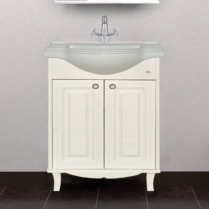 Тумба с раковиной Misty Шармель 65 светло-бежевая эмаль (Л-Шрм01065-58212Я+33273)