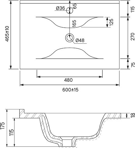 Раковина IDDIS  60 прямоугольная (0136000i28)