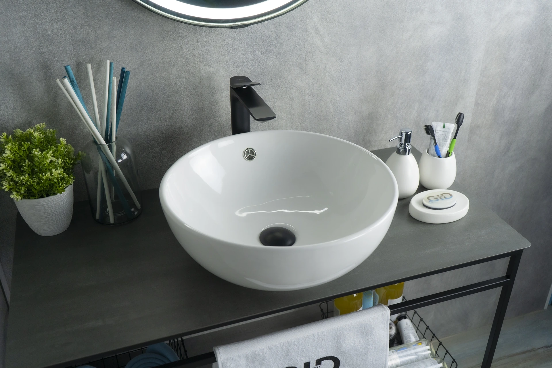 Раковина Gid N9003a 51103 накладная белая 43x43x17.5