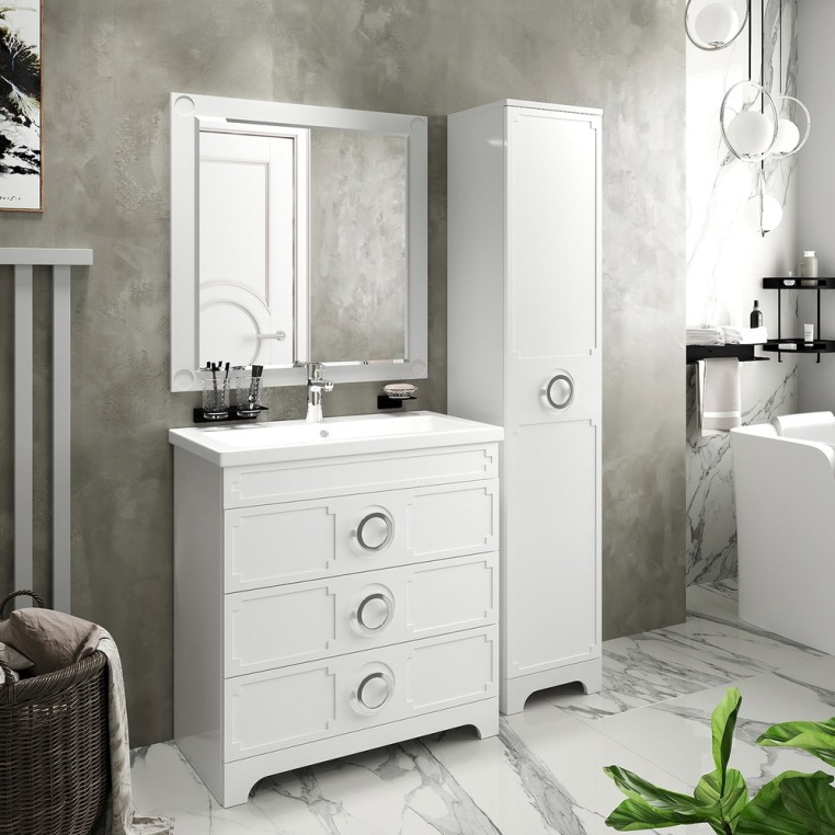 Комплект мебели Misty Лейла 80 белая (Пр-Лей01080-013Я+Р-Евв14080-Д+П-Лей02080-011)