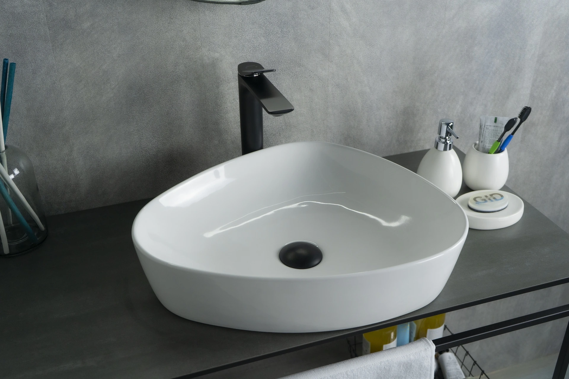 Раковина Gid N9386 51139 накладная белая 50x40x12