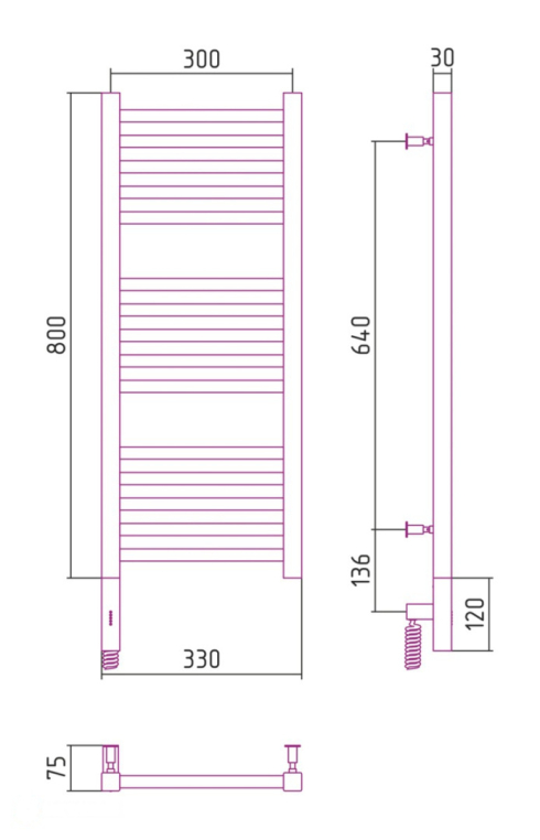 Электрический полотенцесушитель Сунержа Модус 3.0 800x300 МЭМ Лев. золото (03-5700-8030)