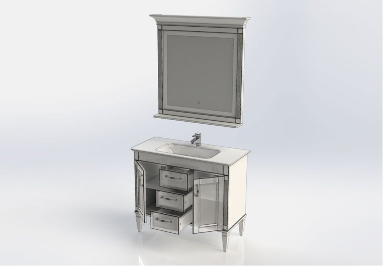 Комплект мебели для ванной Aquanet Селена 105 белый/серебро (3 ящика, 2 дверцы) 00233129