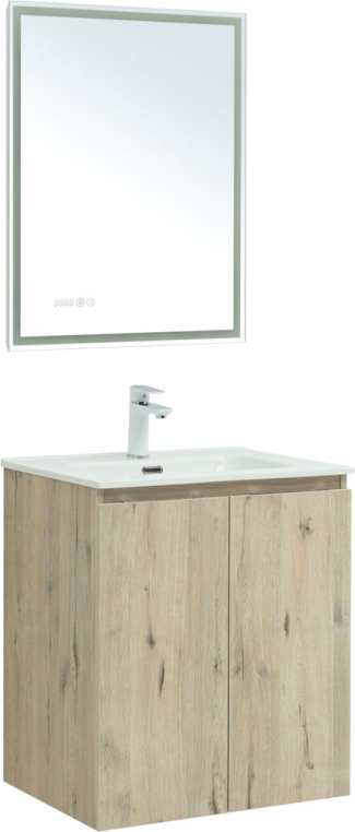 Комплект мебели Aquanet Алвита new 60 подвесная, дуб веллингтон белый, с дверками (00277525+812-60+00277541)