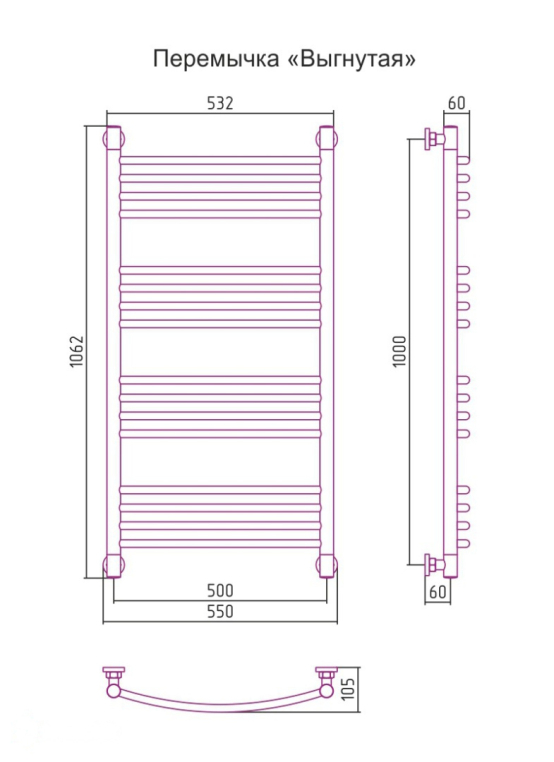 Полотенцесушитель водяной Сунержа Богема+ 55x106 032-0221-1050 золото