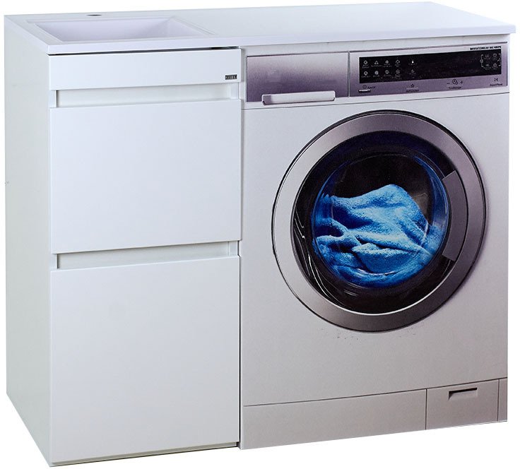 Тумба под стиральную машину напольная с 2 ящиками Misty Фостер 40 Э-Фос01040-012Я белая