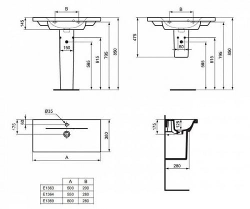 Раковина Ideal Standard Connect E504901 62х41 см, фарфор
