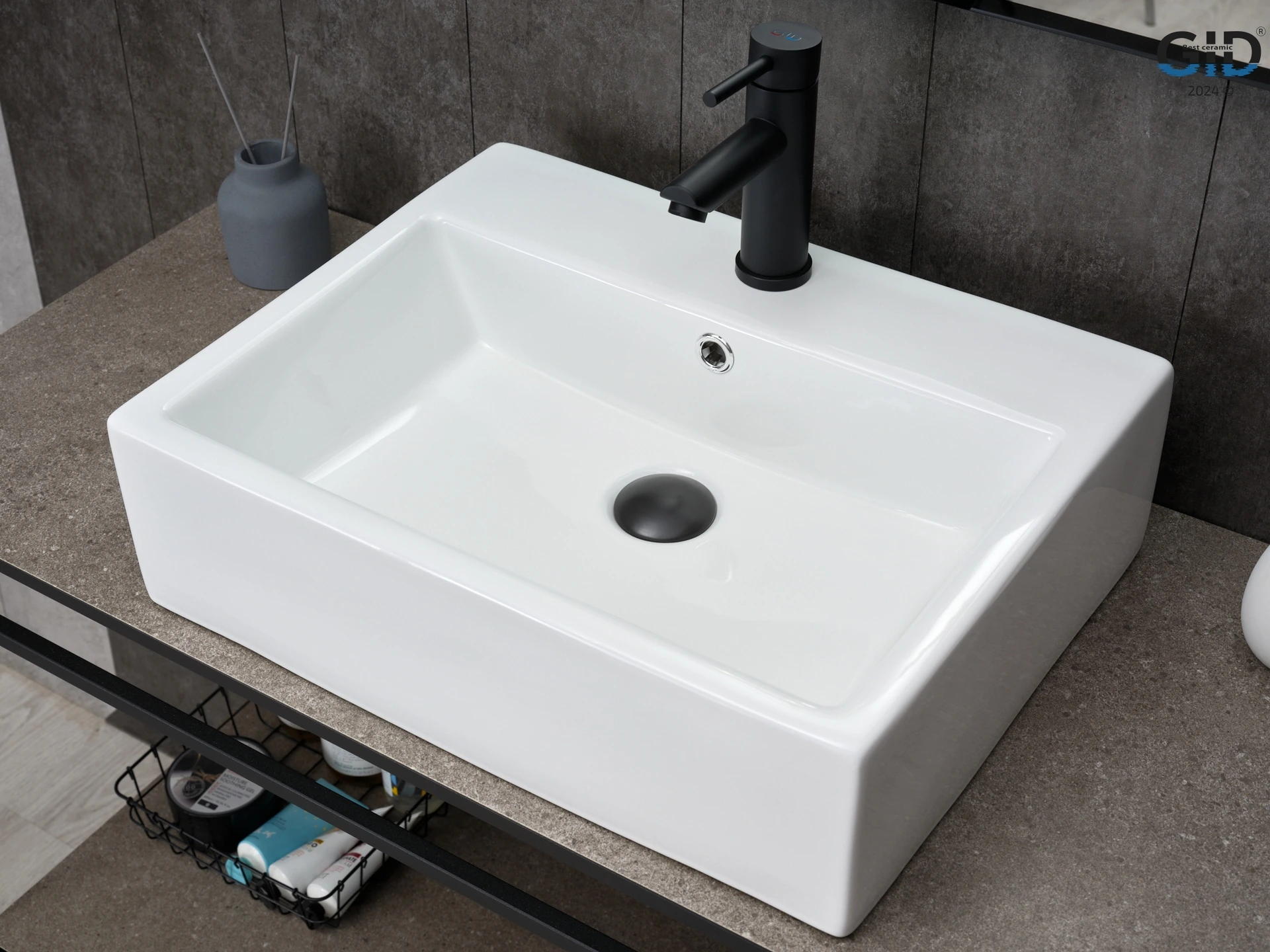 Раковина Gid N9153 51215 накладная белая 53x41x15