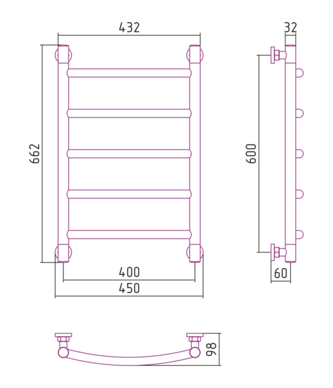 Полотенцесушитель водяной Сунержа Галант+ 45x66 00-0200-6040 хром