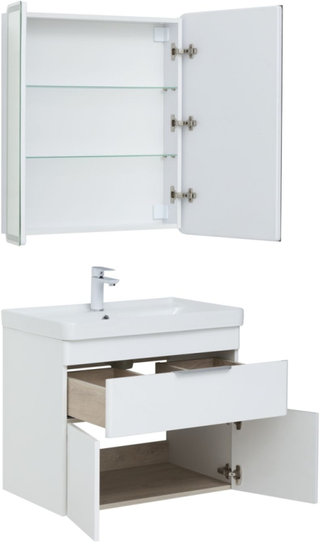 Тумба под раковину Aquanet Ирис new 710 белый глянец (1 ящик, 2 дверцы) 00310149