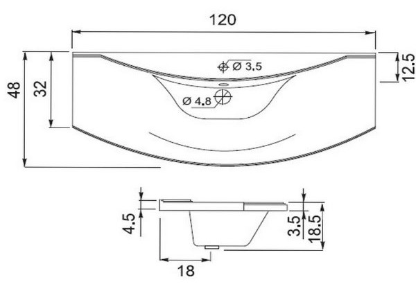 Раковина для тумбы Aquanet Тренто 120 НФ-00007047