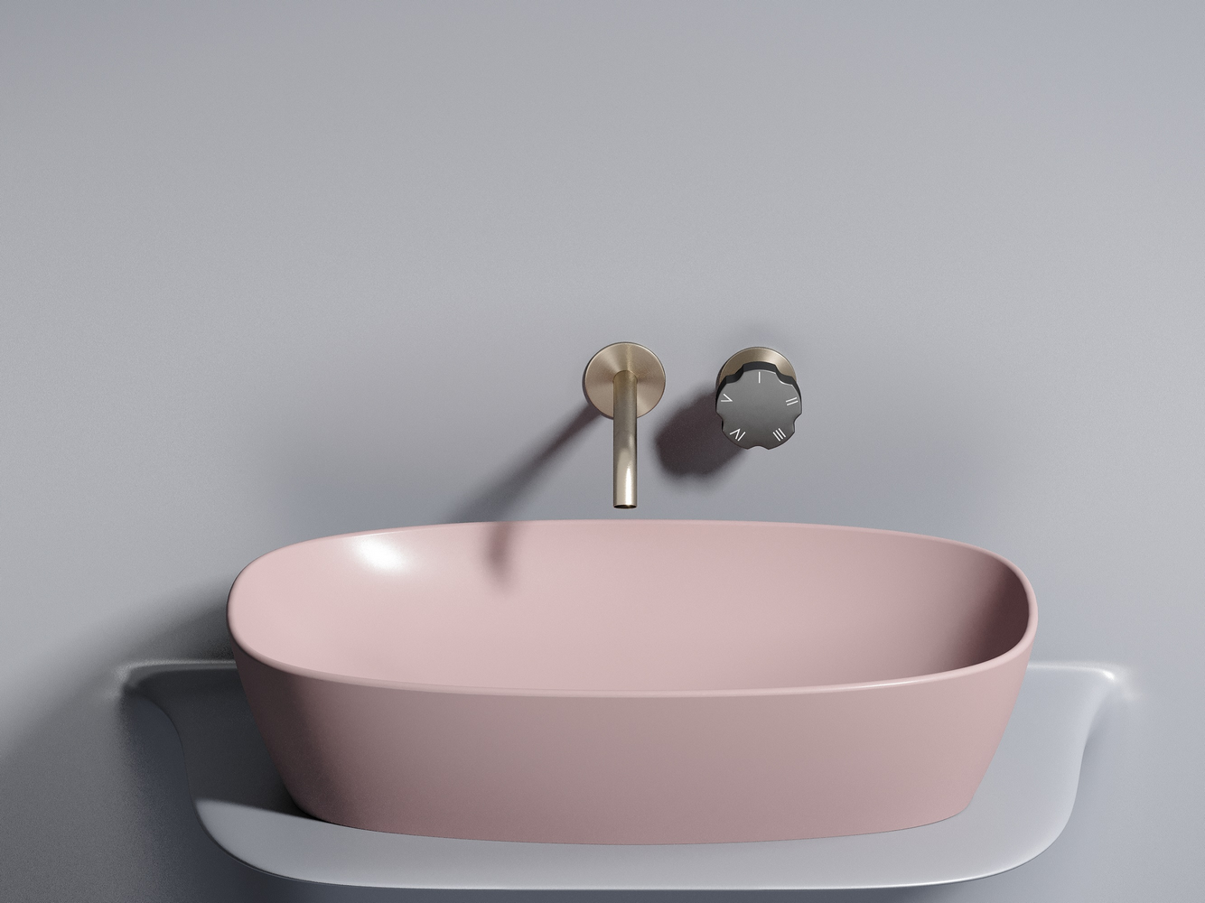 Умывальник чаша накладная овальная (цвет Розовый Матовый) Element 600x380x138мм