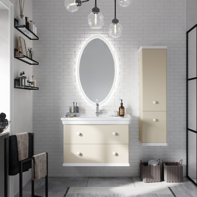 Мебель для ванной Stworki Вестерос 85 бежевая, в стиле прованс (гарнитур. комплект)