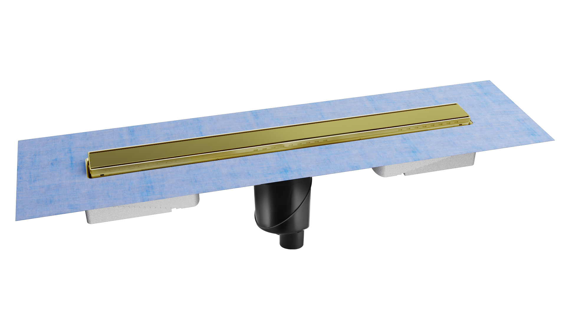 Желоб BERGES водосток напольный B1 Keramik 700 нержавеющая сталь, решетка бронза, S-сифон D50/110 вертикальный