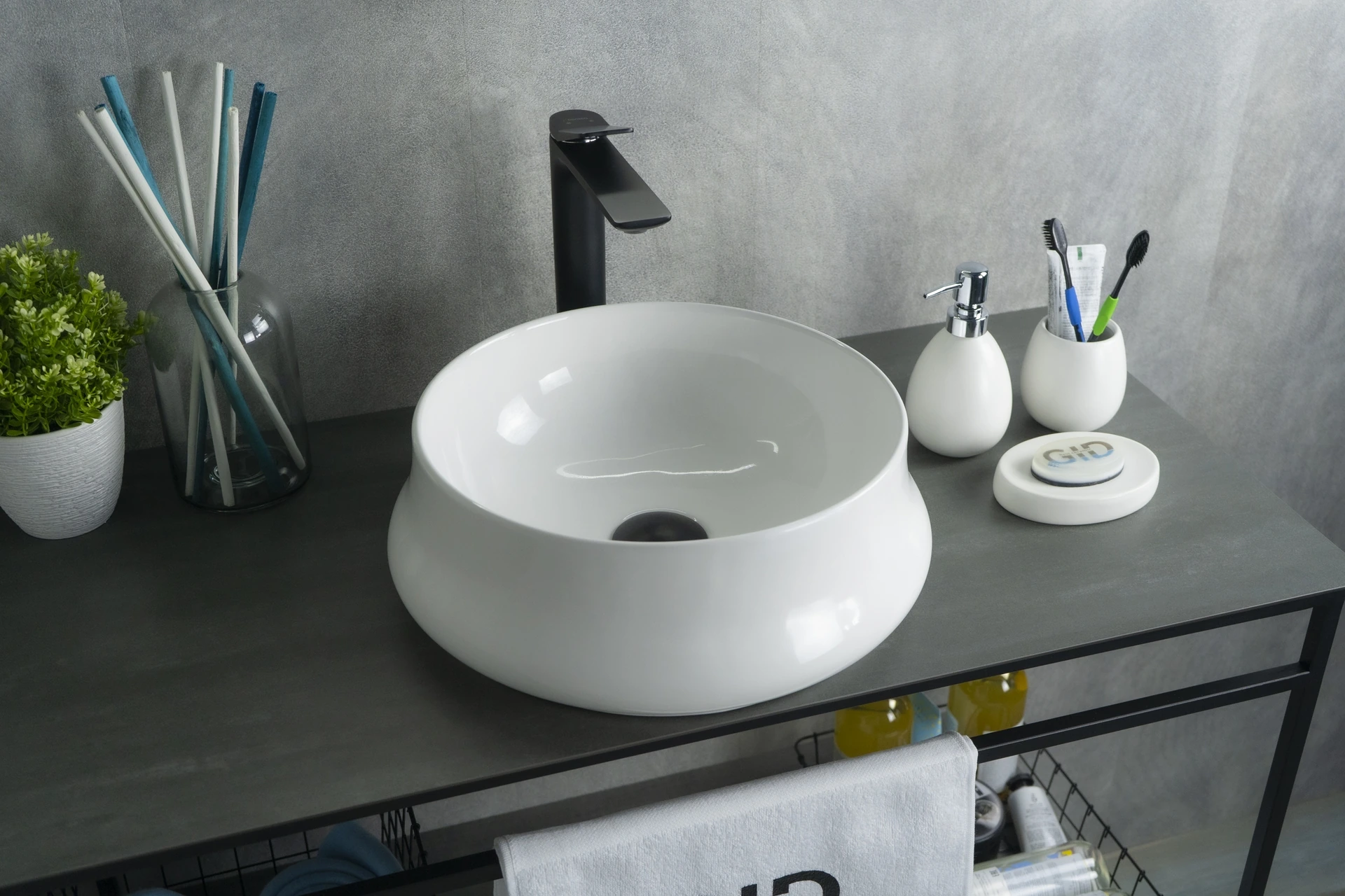 Раковина Gid N9426 51145 накладная белая 40x40x14