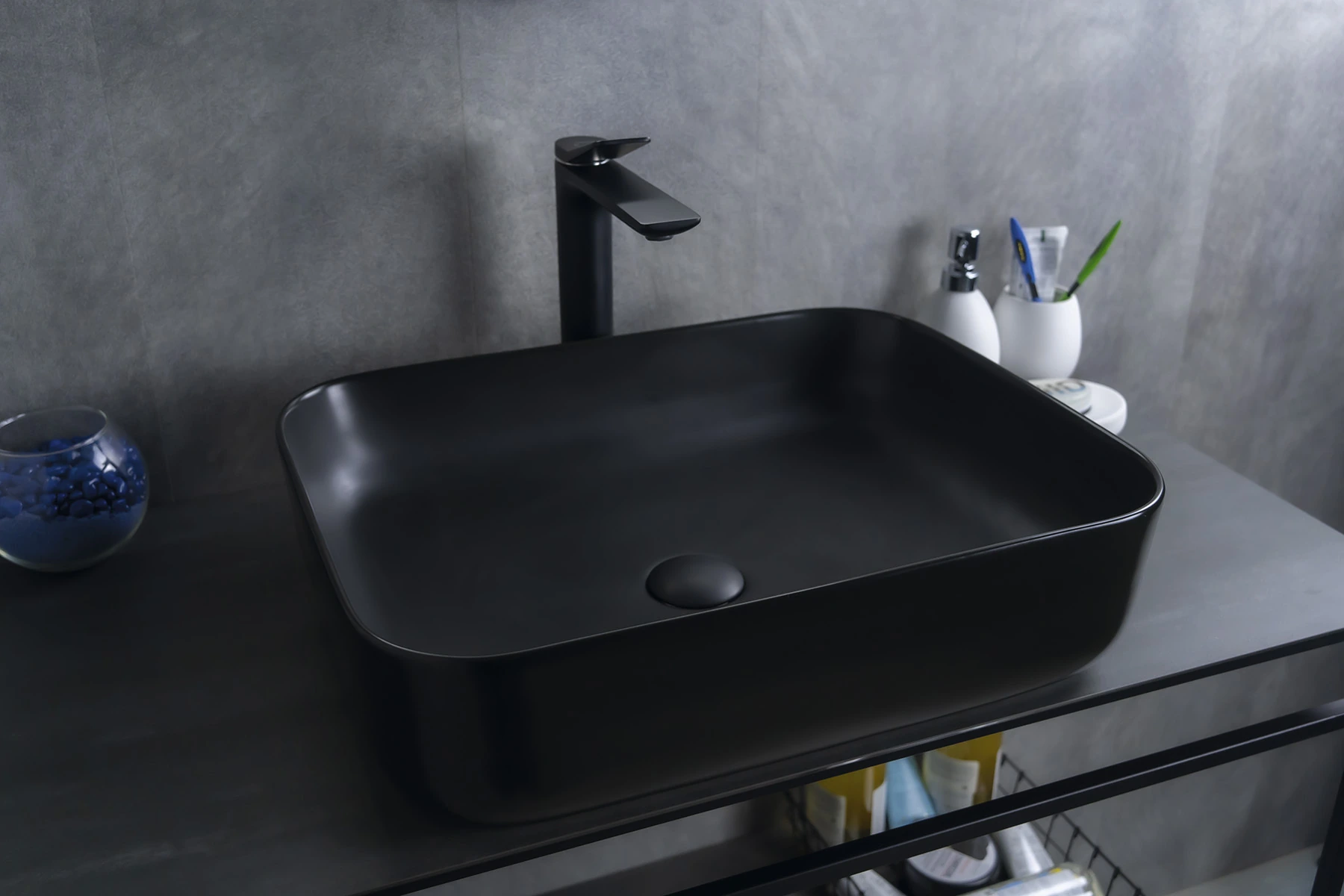 Раковина Gid Bm1304 53350 накладная черная матовая 50x39x13