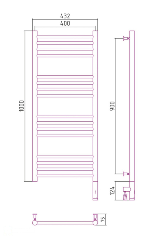 Электрический полотенцесушитель Сунержа Богема 3.0 прямая 1000x400 МЭМ Пр. состаренная латунь (051-5805-1040)