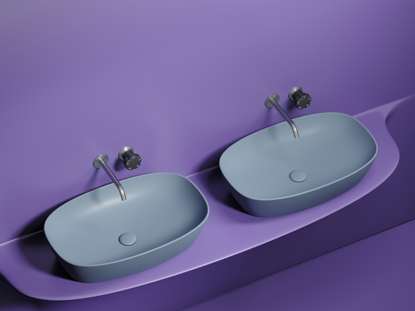 Умывальник чаша накладная овальная (цвет Серо-Голубой Матовый) Element 600x380x138мм