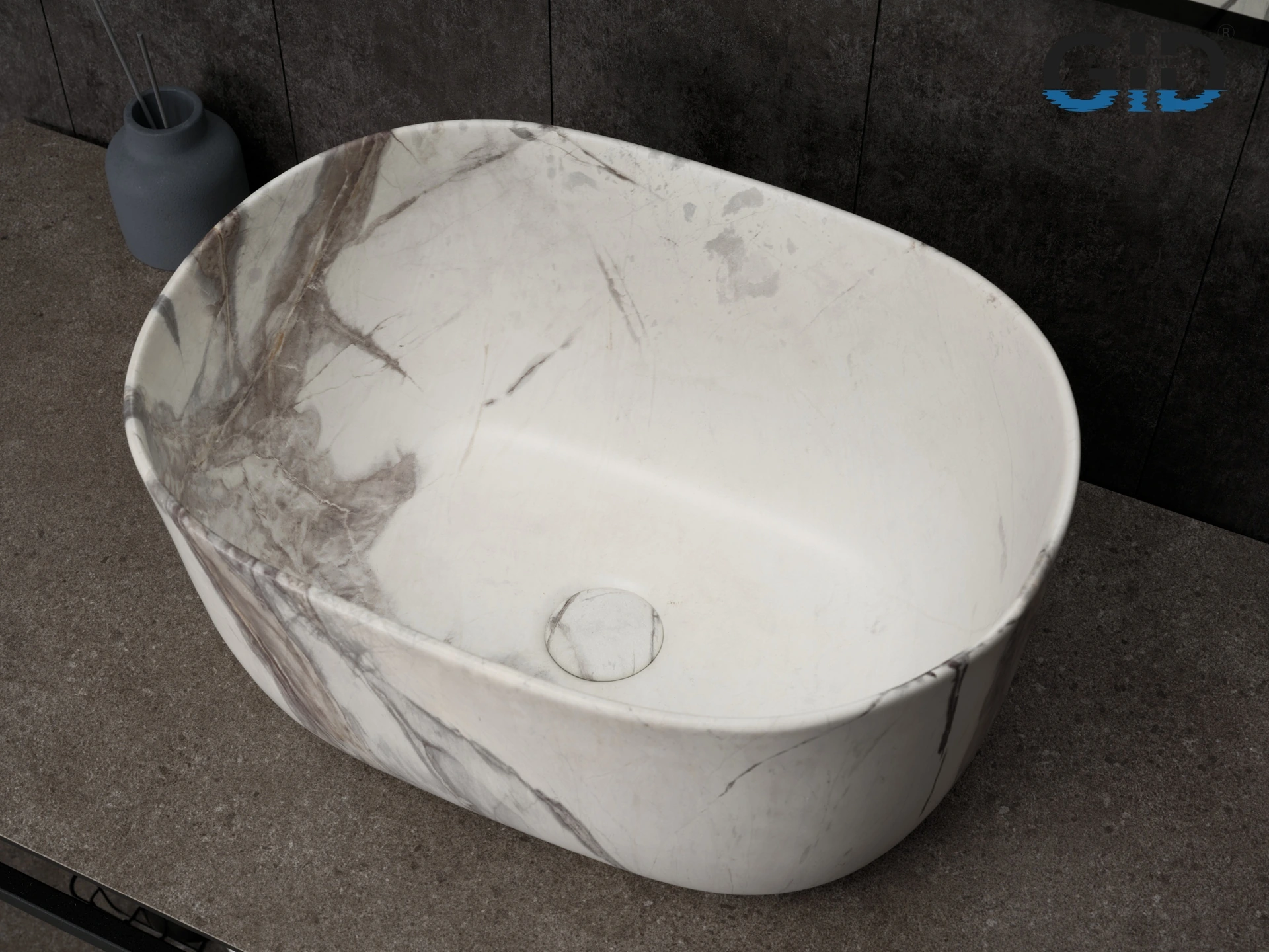 Раковина Gid Mnc9302 54481 накладная под камень матовая 45x32x22