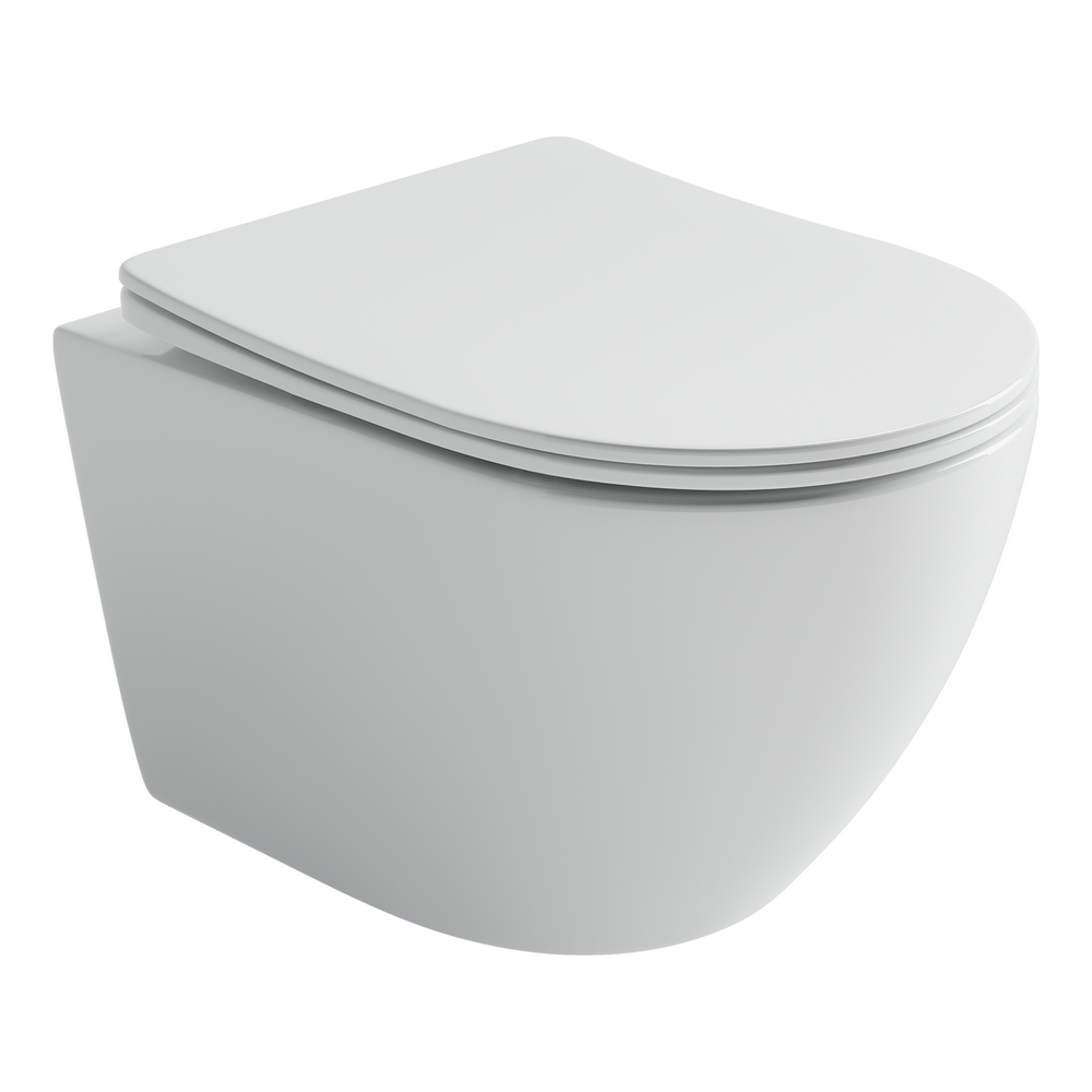 Подвесной унитаз UNO безободковый, смыв Торнадо, с крепежом для полностью скрытого монтажа, ультратонким сидением с функцией быстрого снятия и крышкой с функцией плавного закрытия, цвет белый