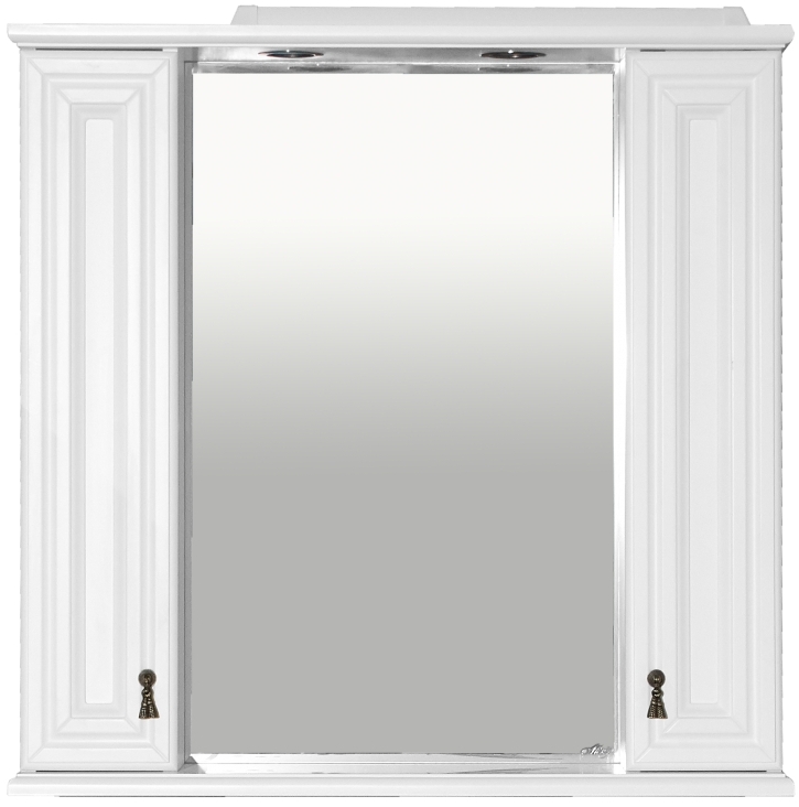 Зеркальный шкаф Misty Лувр П-Лвр03085-0112Я с двумя шкафчиками белый