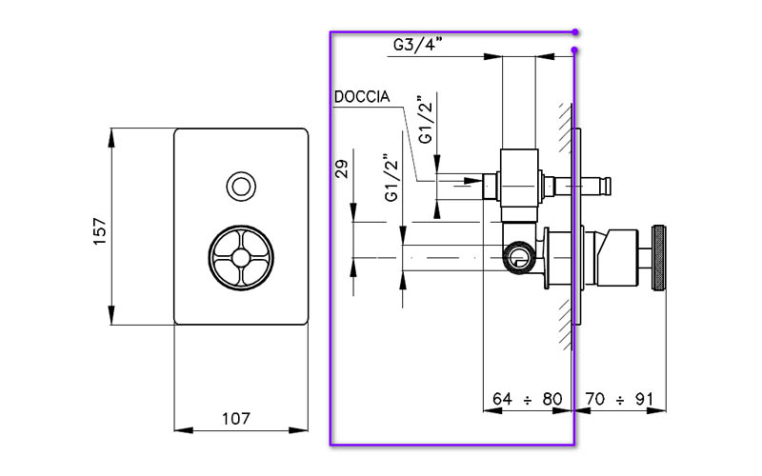Встраиваемая часть смесителя для душа Nicolazzi C3796
