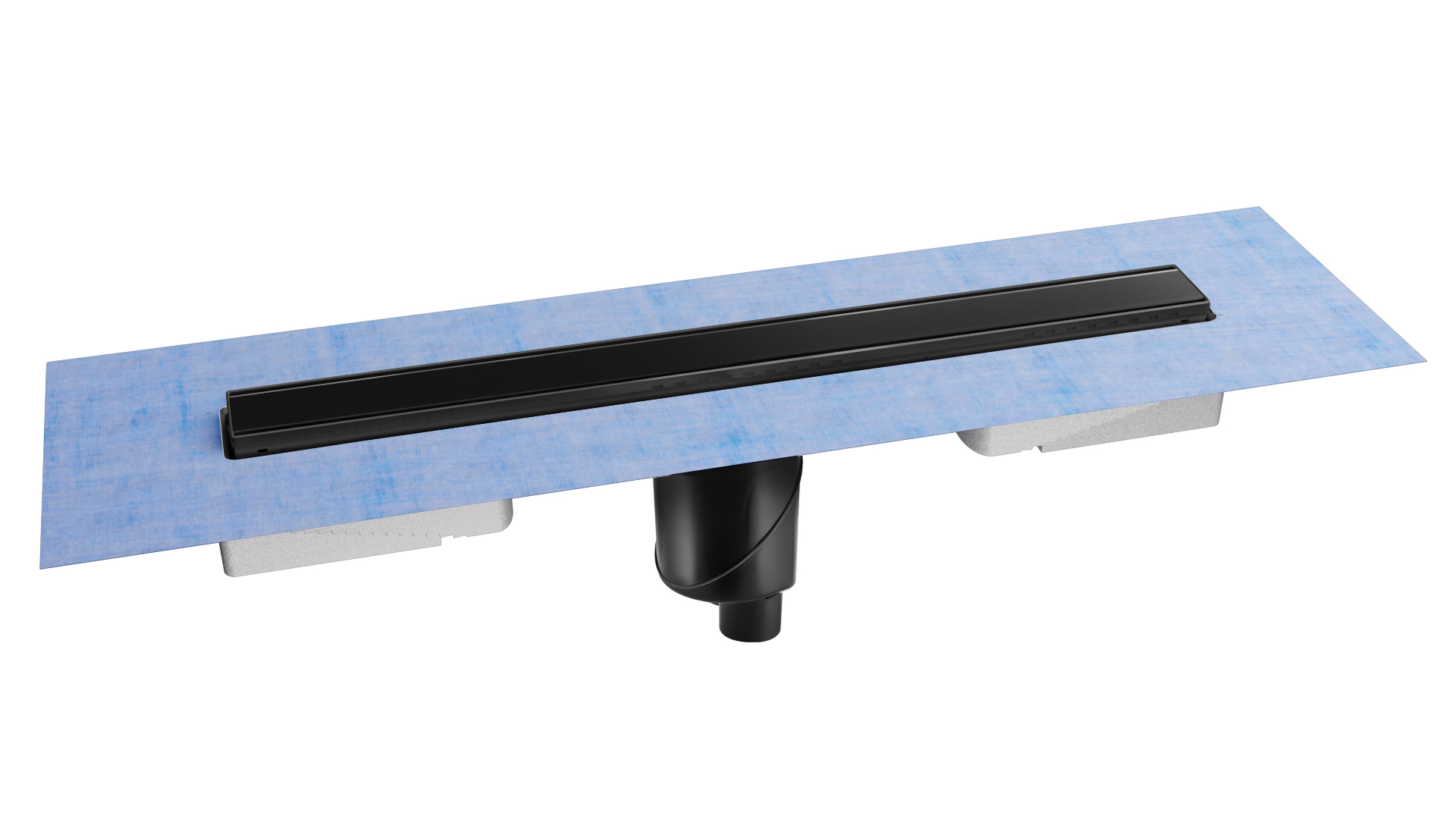 Желоб BERGES водосток напольный B1 Keramik 800 нержавеющая сталь, матовый черный, S-сифон D50/110 вертикальный