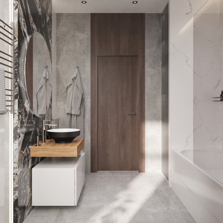 Мебель для ванной Stworki Ольборг 60 столешница дуб французский, без отверстий, с тумбой 80, с раковиной Vitra Water jewels