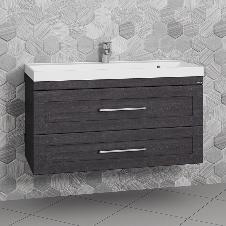 Тумба с раковиной СанТа Венера 100 подвесная, дуб шале графит (221022+Classic100м)