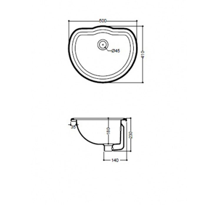 Раковина Kerasan Retro 50х41 см, с переливом, белый 103101bi*1