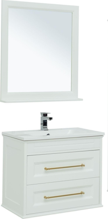 Мебель для ванной Aquanet Бостон М 80 белый (ручки золото, раковина Бостон) 00281193