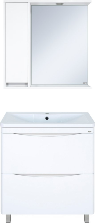 Комплект мебели Misty Атлантик 80, с двумя ящиками, белая (П-Атл-01080-0112Я+4623723685673+Э-Али04075-01П)