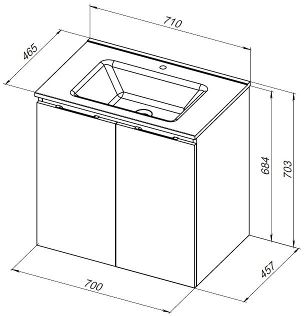 Тумба под раковину Aquanet Алвита New 70 2 дверцы, белый матовый 00303905