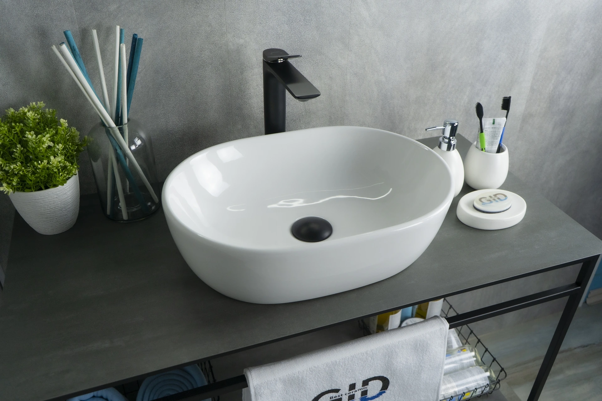 Раковина Gid N9026b 51113 накладная белая 48x35x13.5